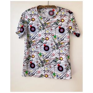 Vintage 60s abstract shapes polyester tee.